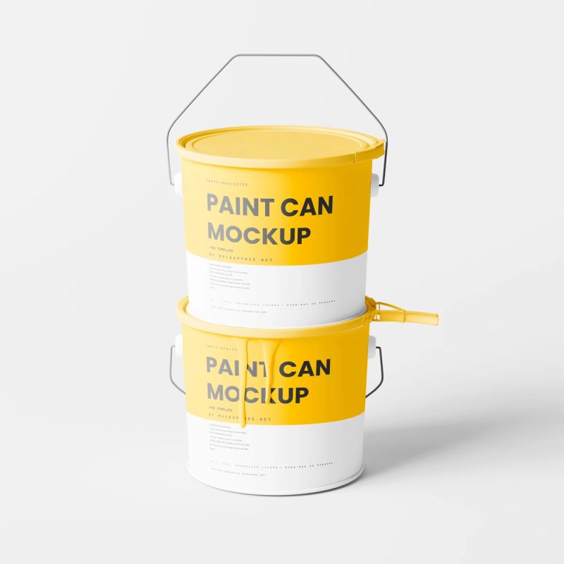 Paint Bucket Mockups with Paint Dripping 4