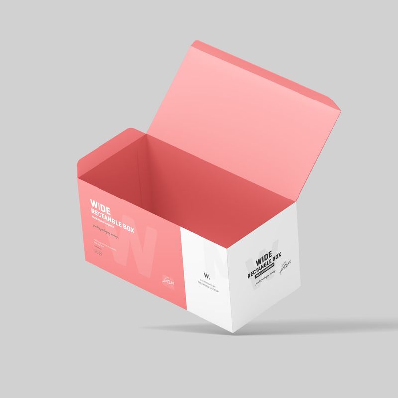 Free Wide Rectangle Box Packaging Mockup 4