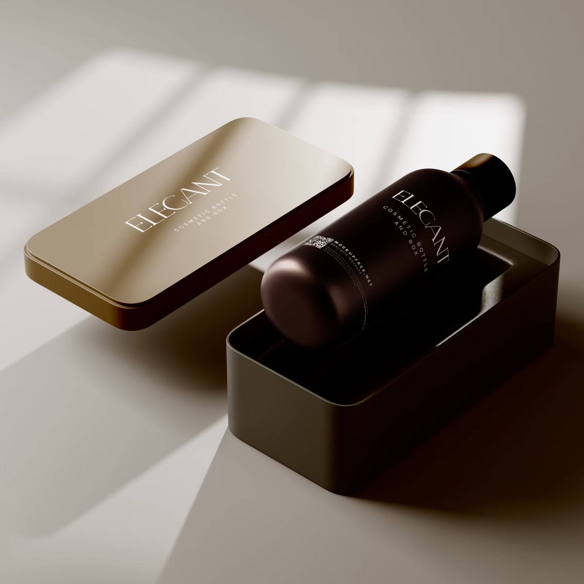 Metallic Box and Glass Bottle Packaging Mockups 6