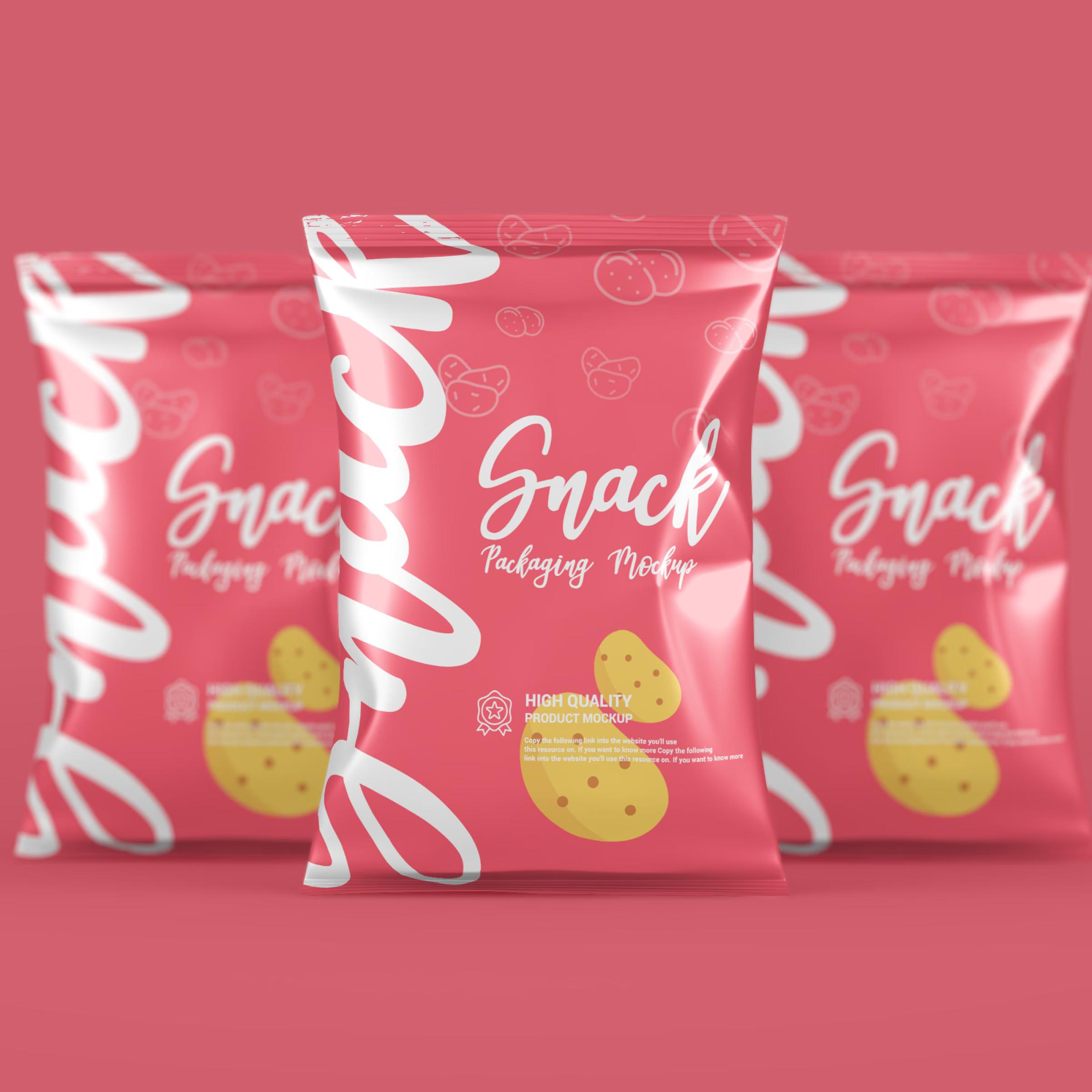 Chips Snacks Foil Pack PSD Packaging Mockup 2
