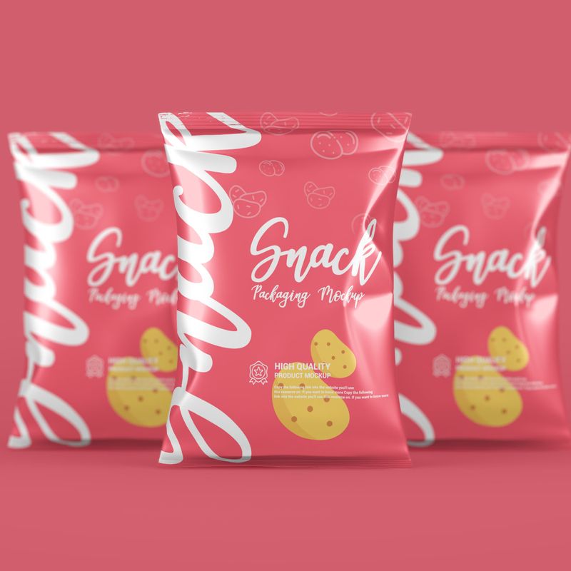Chips Snacks Foil Pack PSD Packaging Mockup 2