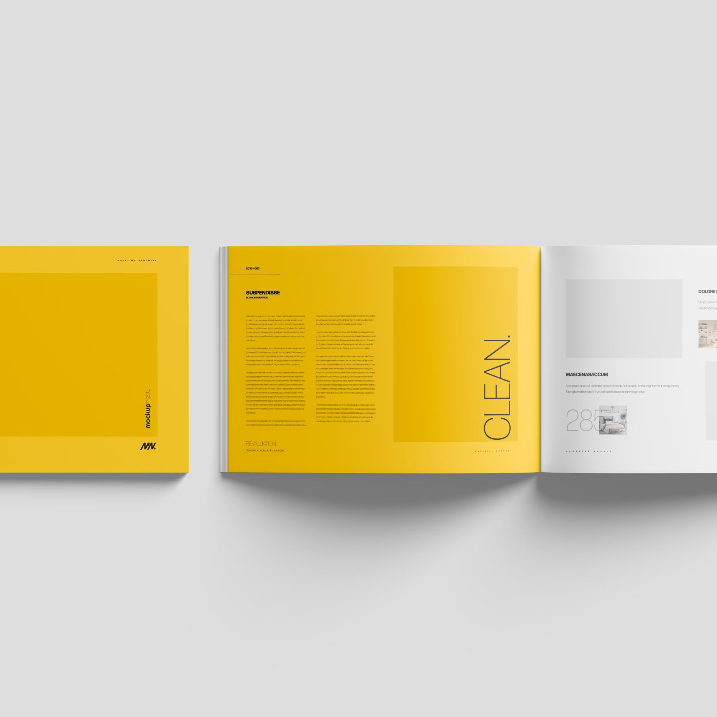 Open A4 Landscape Magazine Mockup with Top View Cover