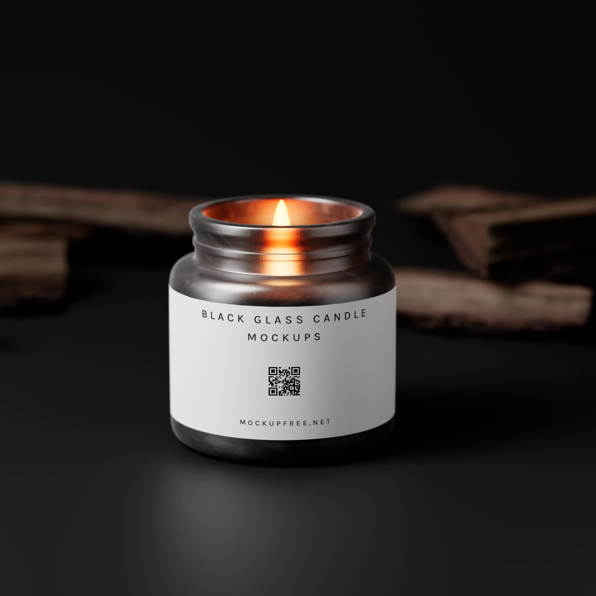 Black Glass Candle Jar Mockups