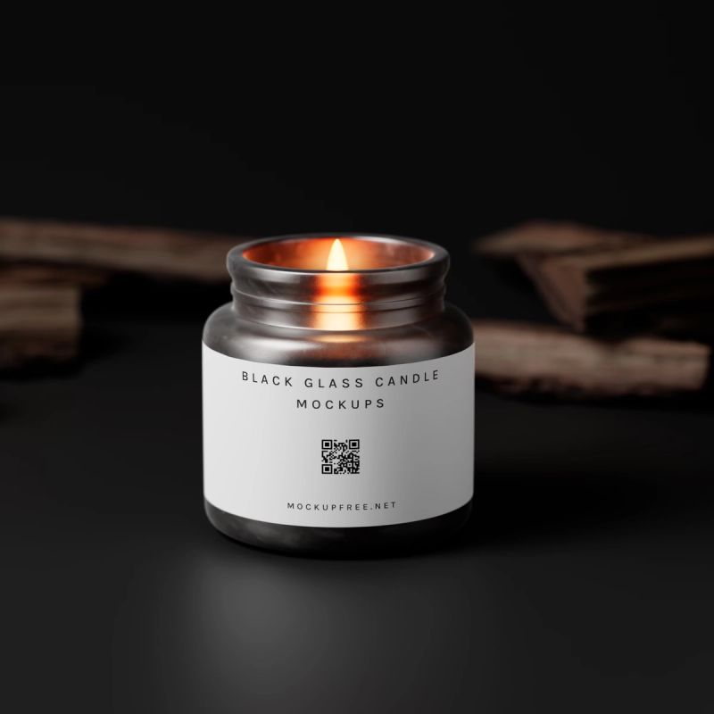 Black Glass Candle Jar Mockups