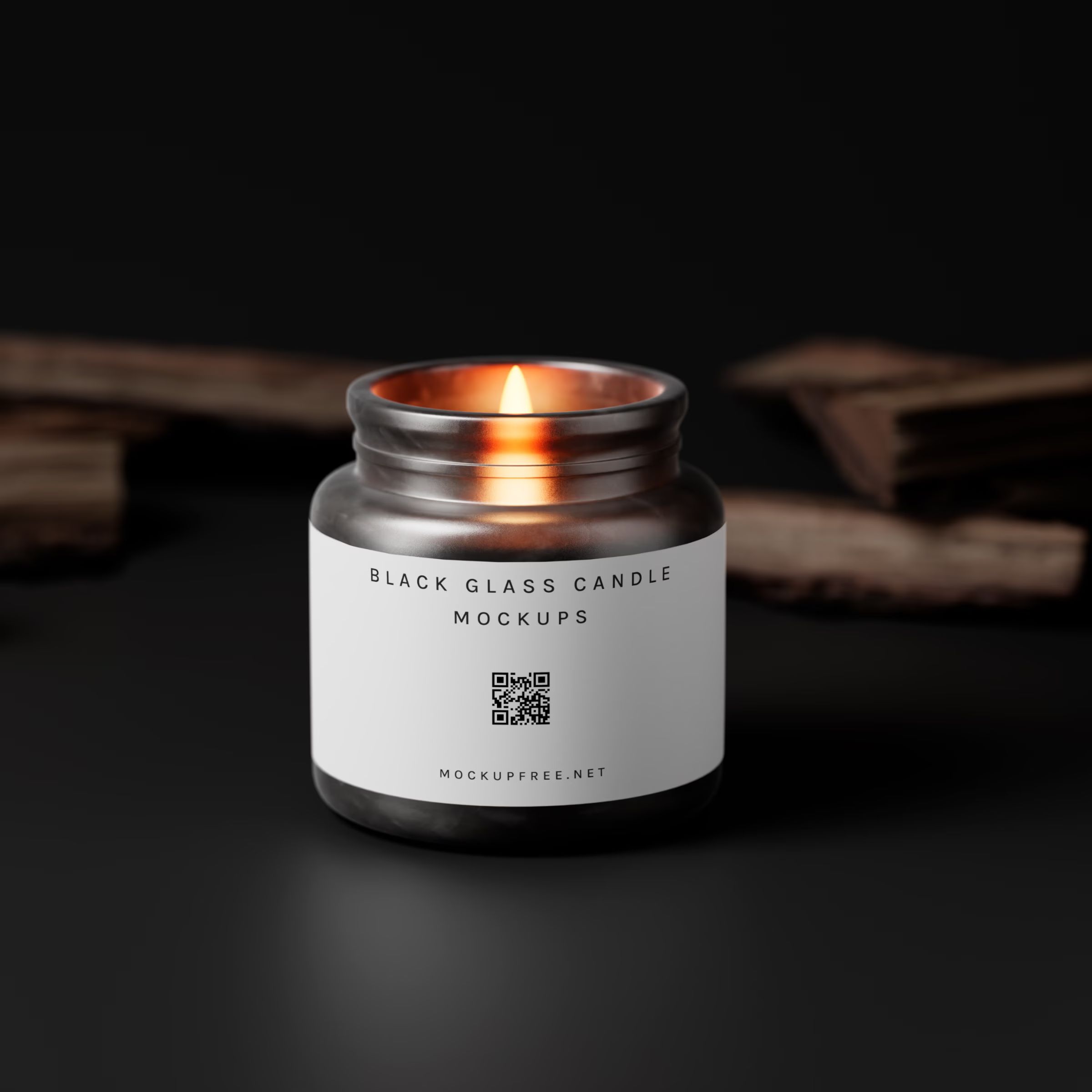 Black Glass Candle Jar Mockups