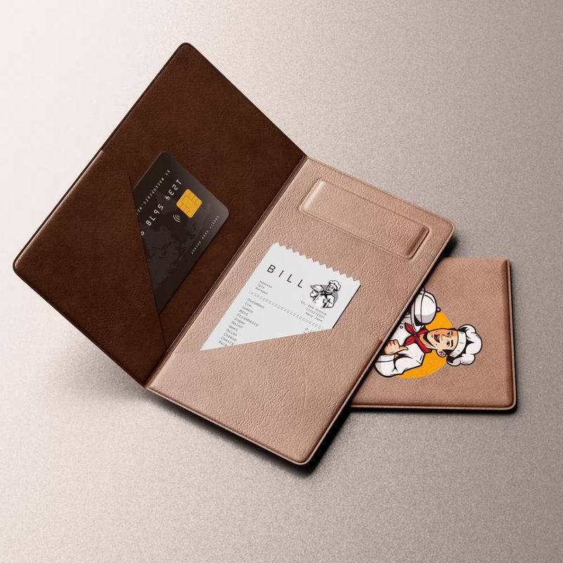 Restaurant Check Folder Mockup