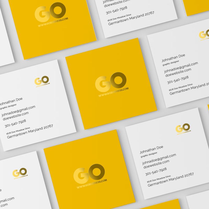Free Square Business Card Mockup 3