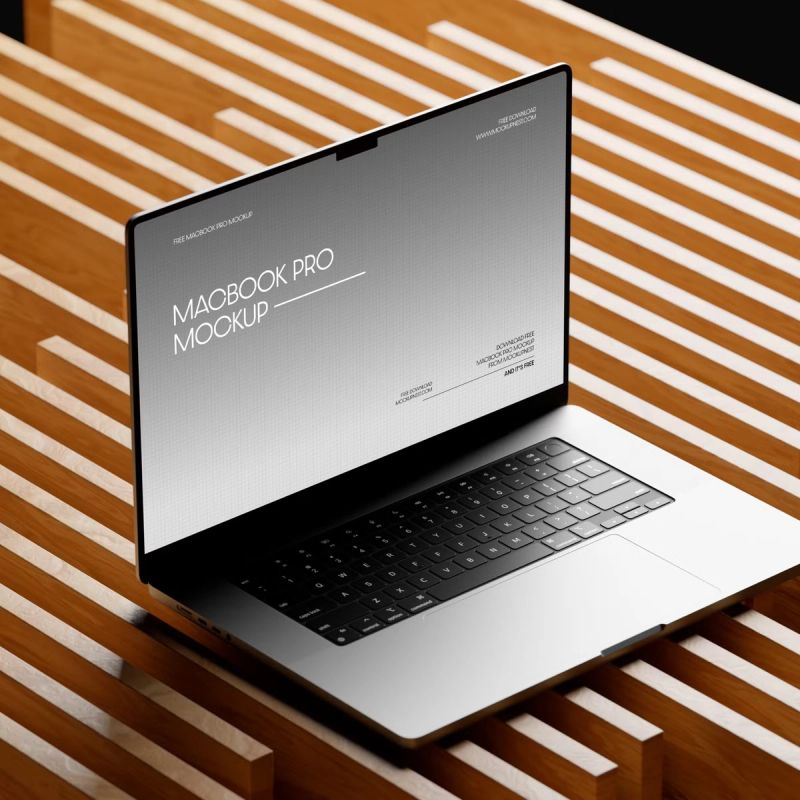 Free Macbook Pro Mockup On Wood