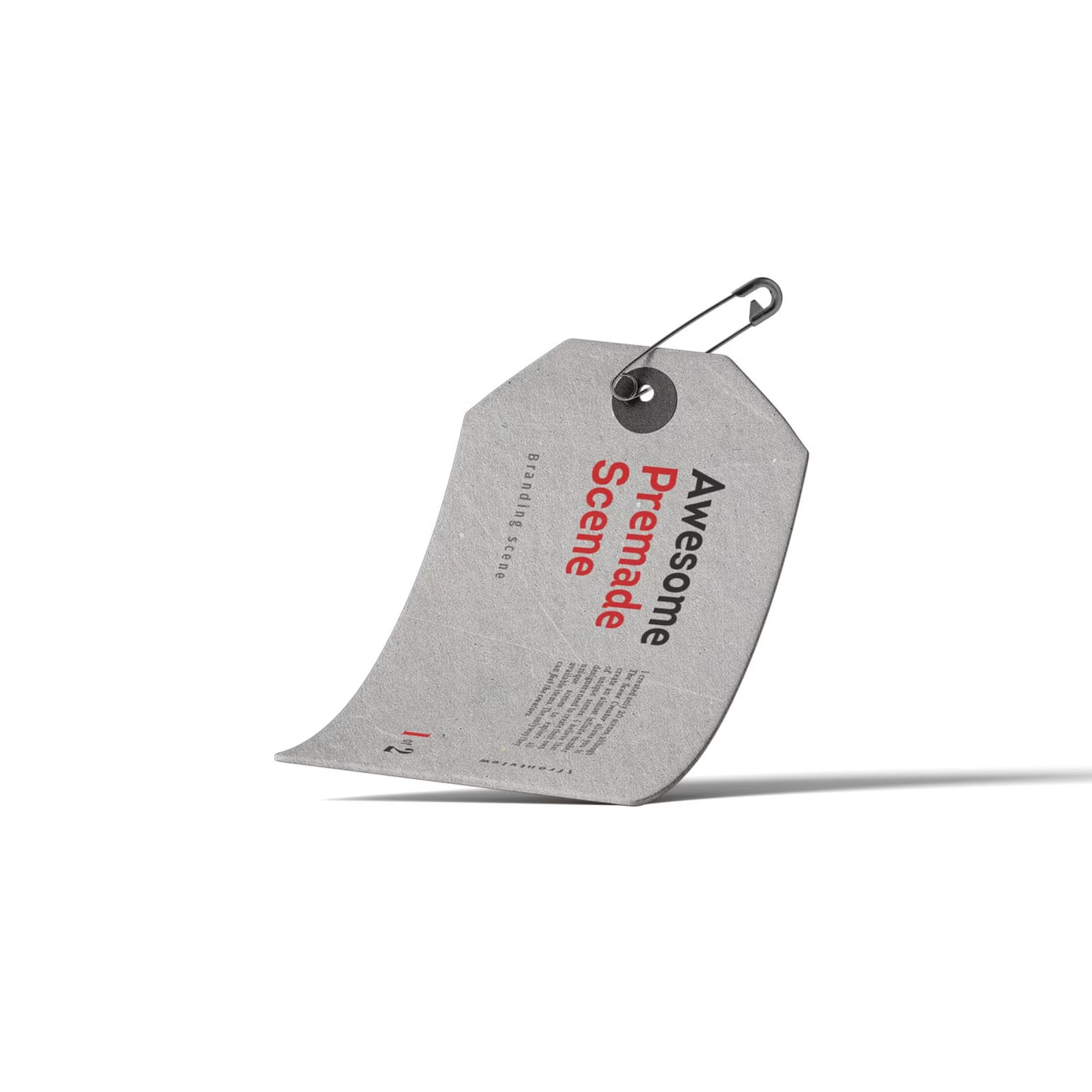 Free Tag With Pin Mockup Front View