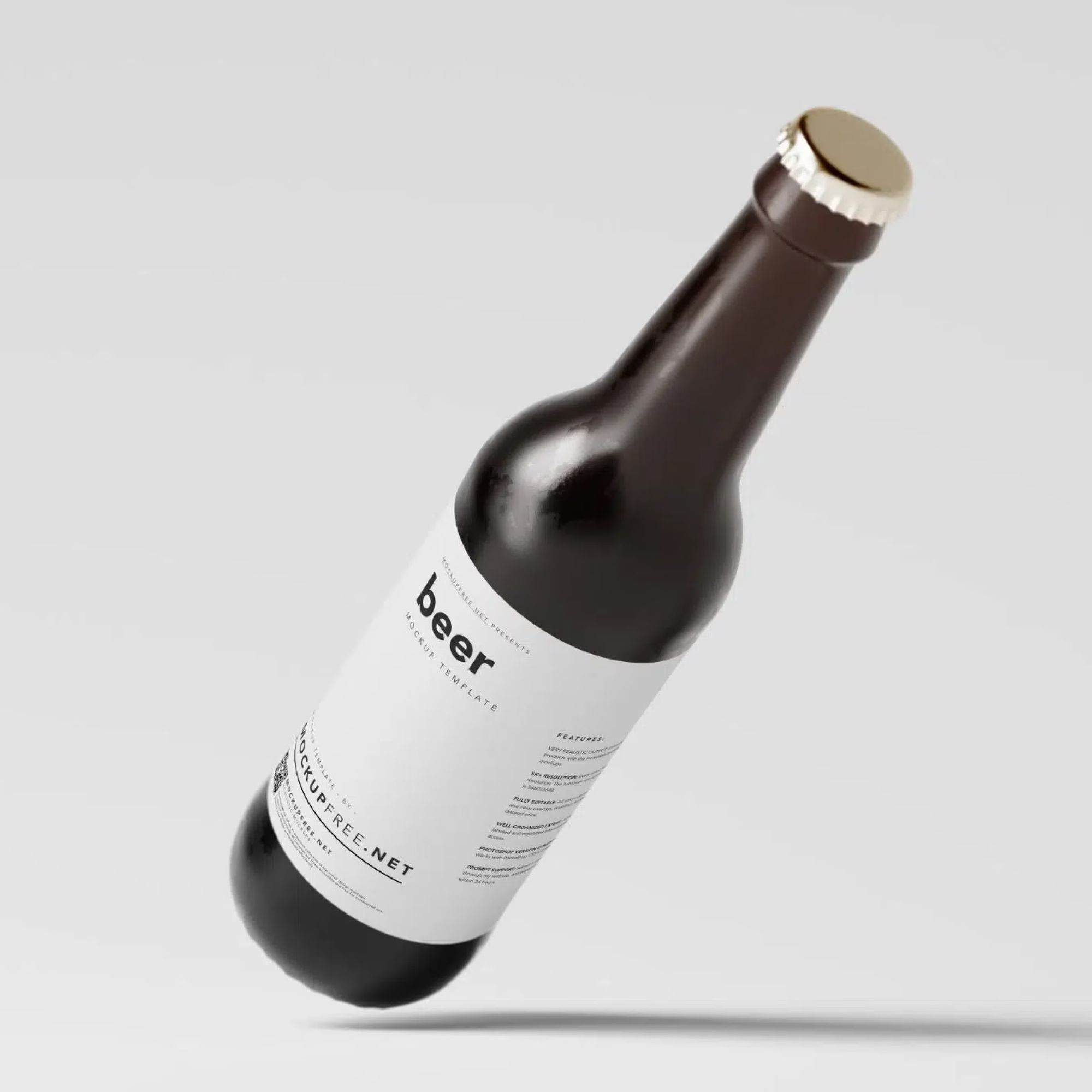 Amber Color Longneck Beer Bottle Mockup 4