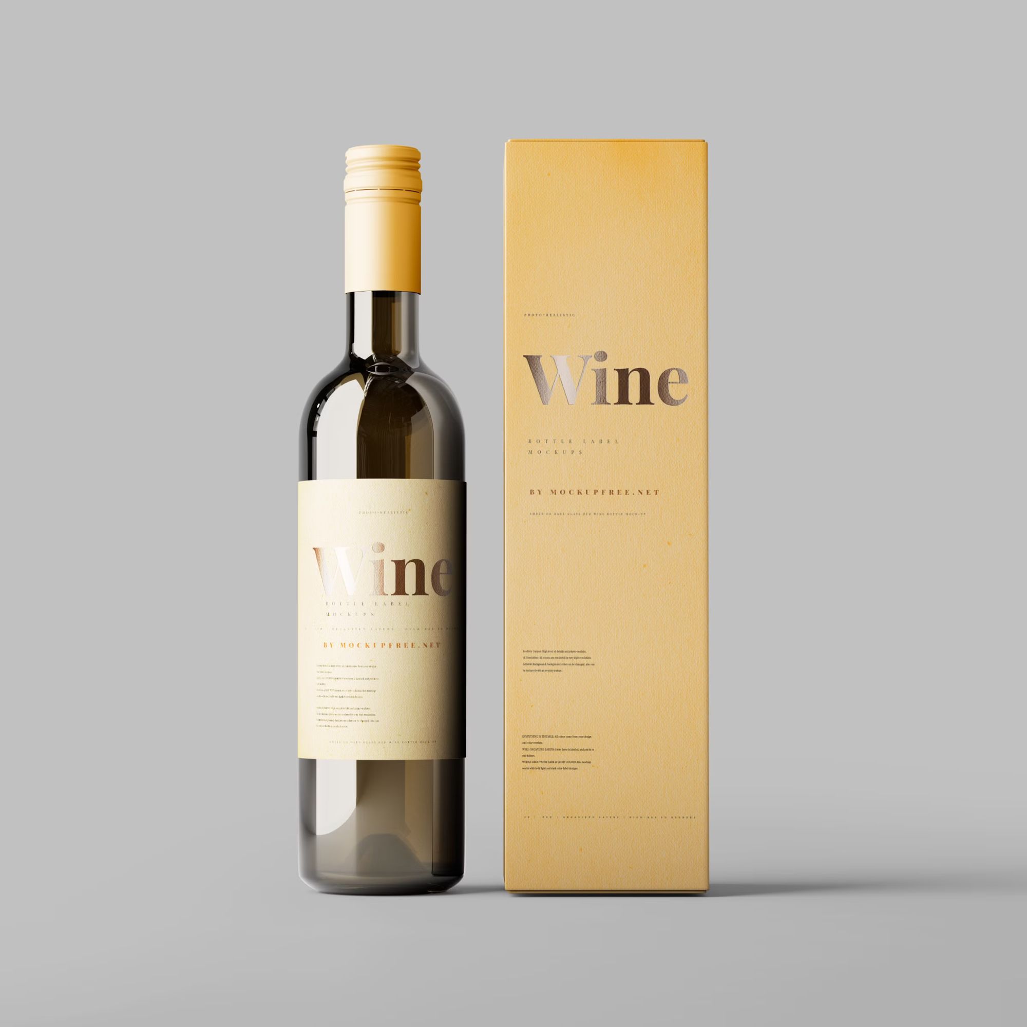 Wine Bottle and Box Mockup 2