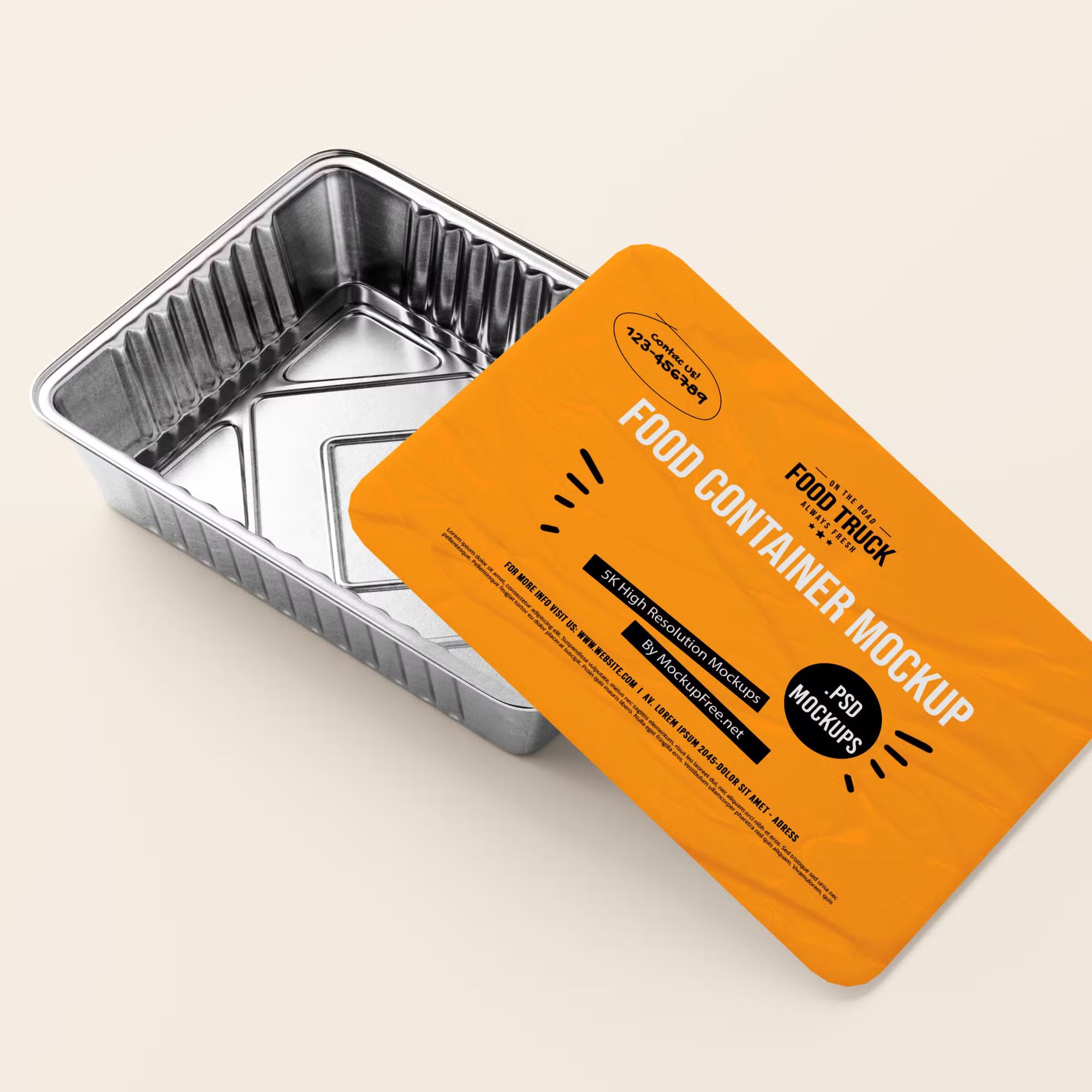 Large Aluminum Food Container Box Mockup 5
