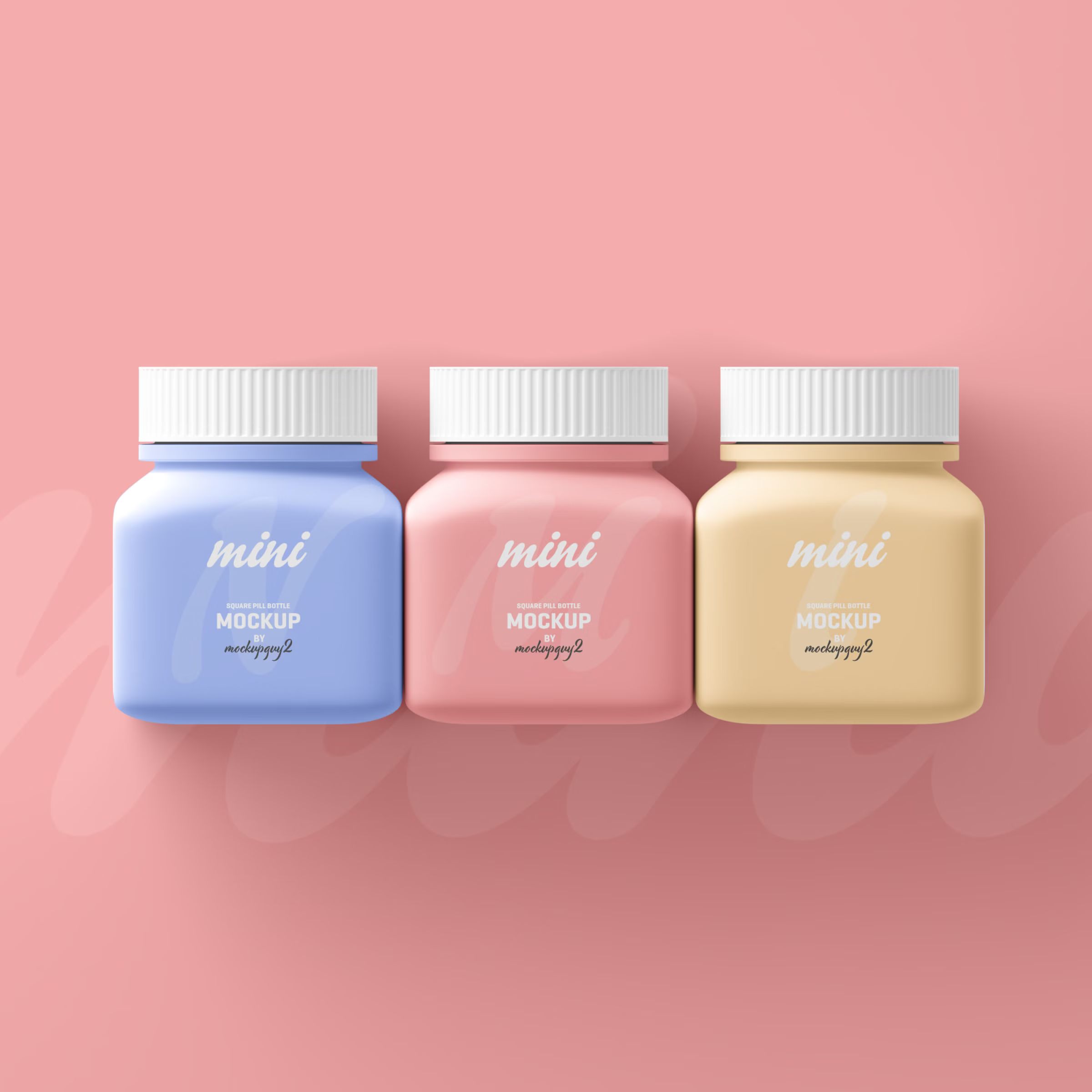 Small Square Pill Bottle Mockup