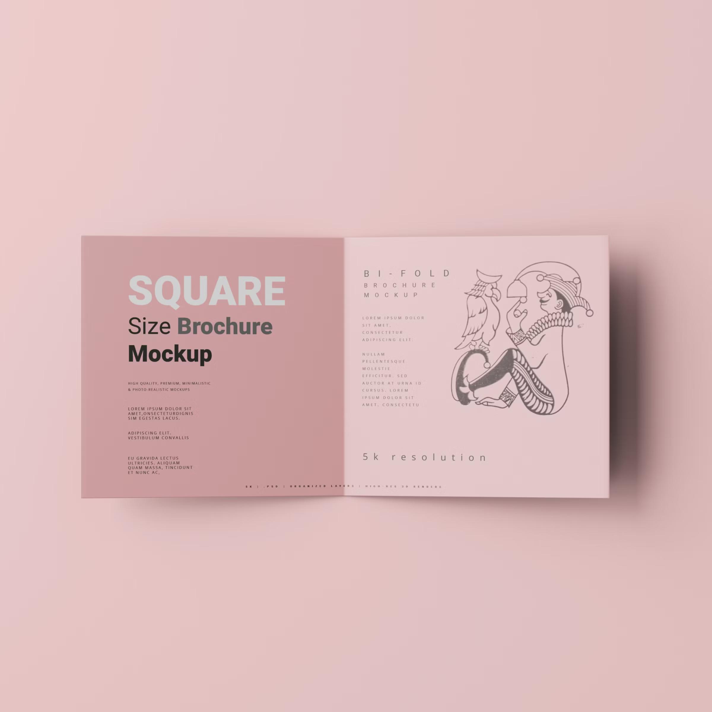 Bi-Fold Square Brochure Mockups 3