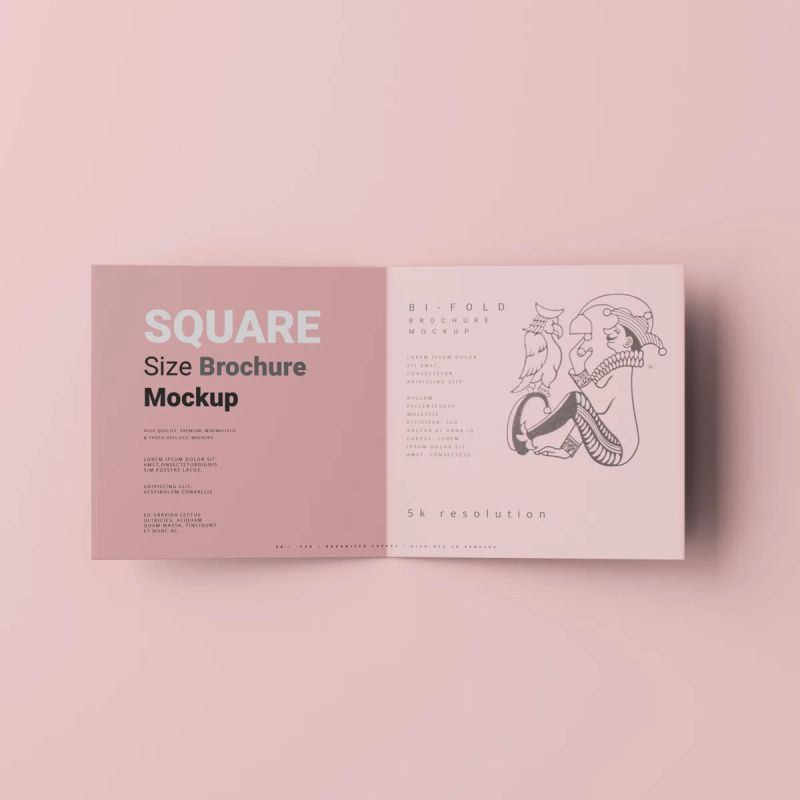 Bi-Fold Square Brochure Mockups 3