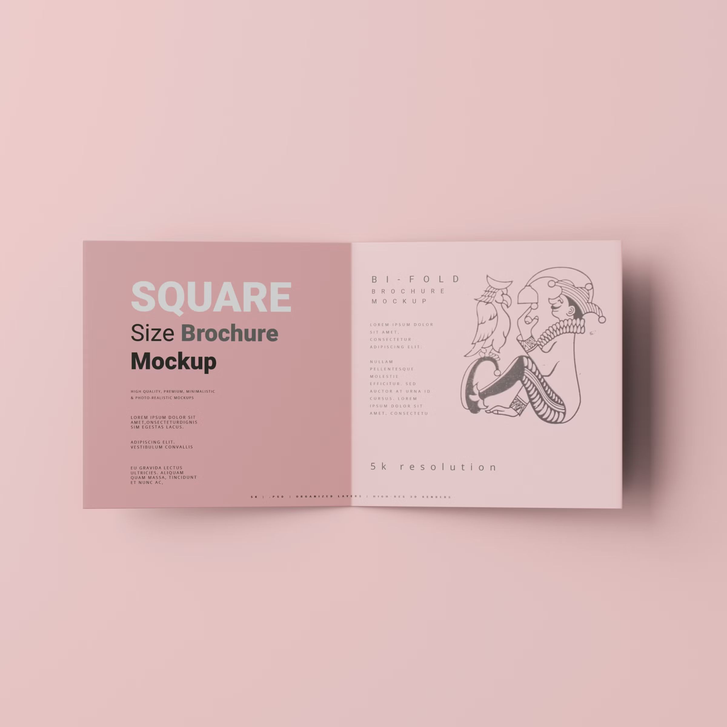 Bi-Fold Square Brochure Mockups 3