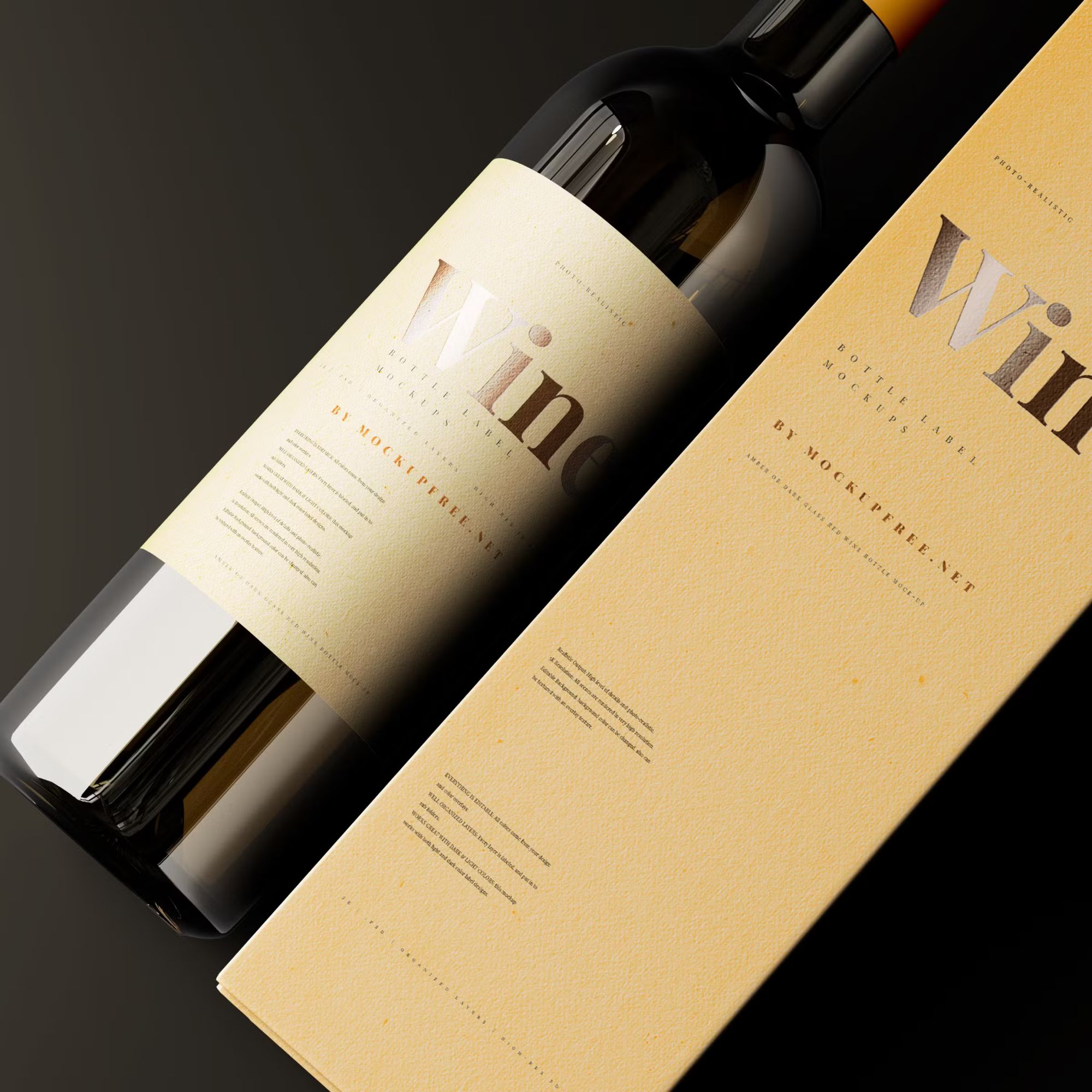 Wine Bottle and Box Mockup 3