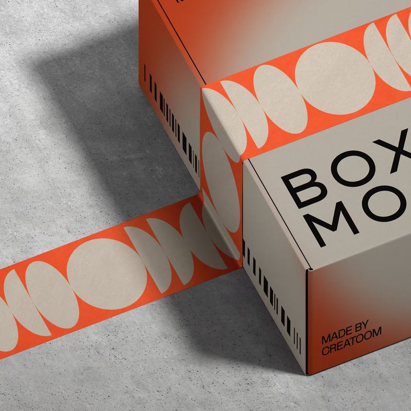 Free Packaging Box Tape Mockup V4 Isometric