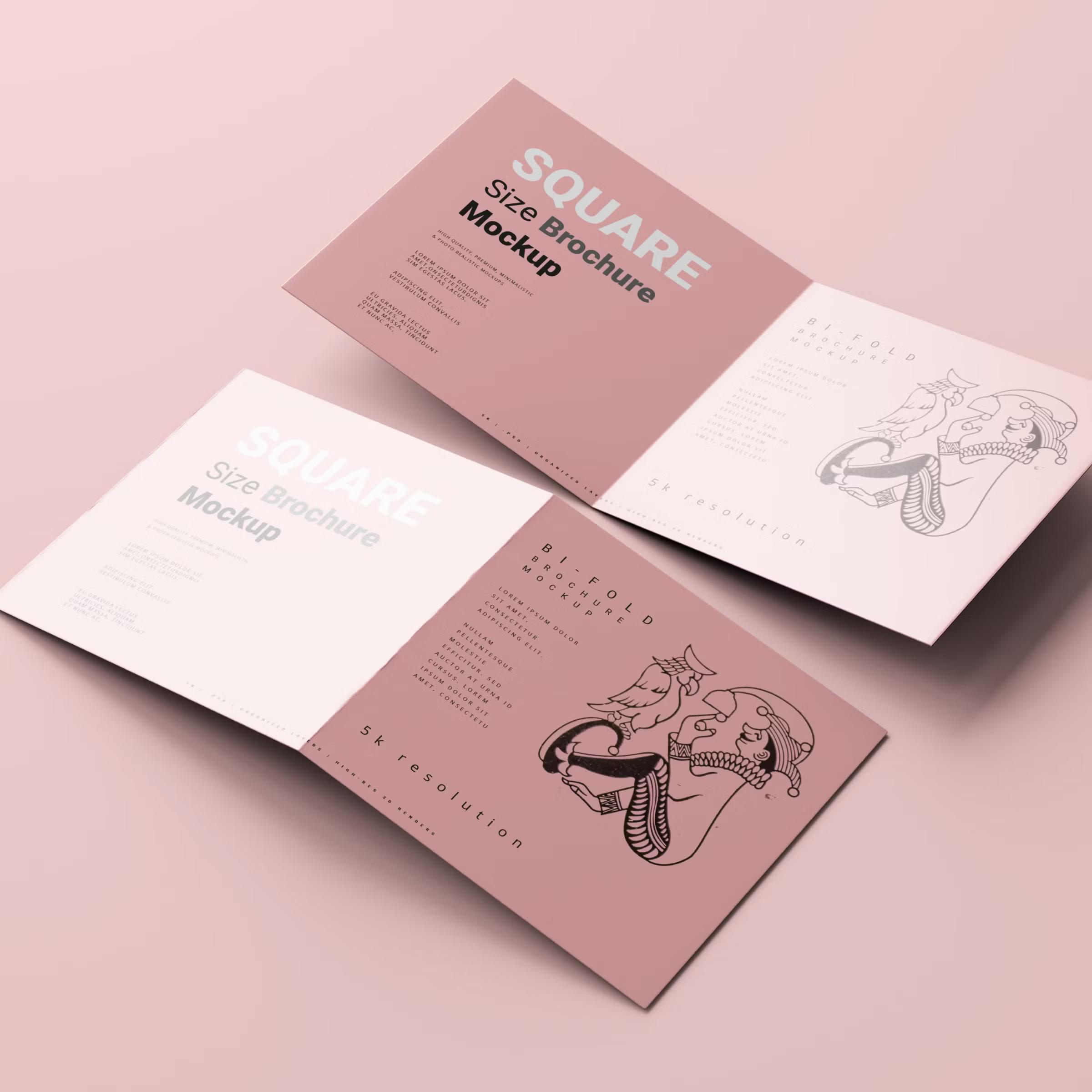 Bi-Fold Square Brochure Mockups 2