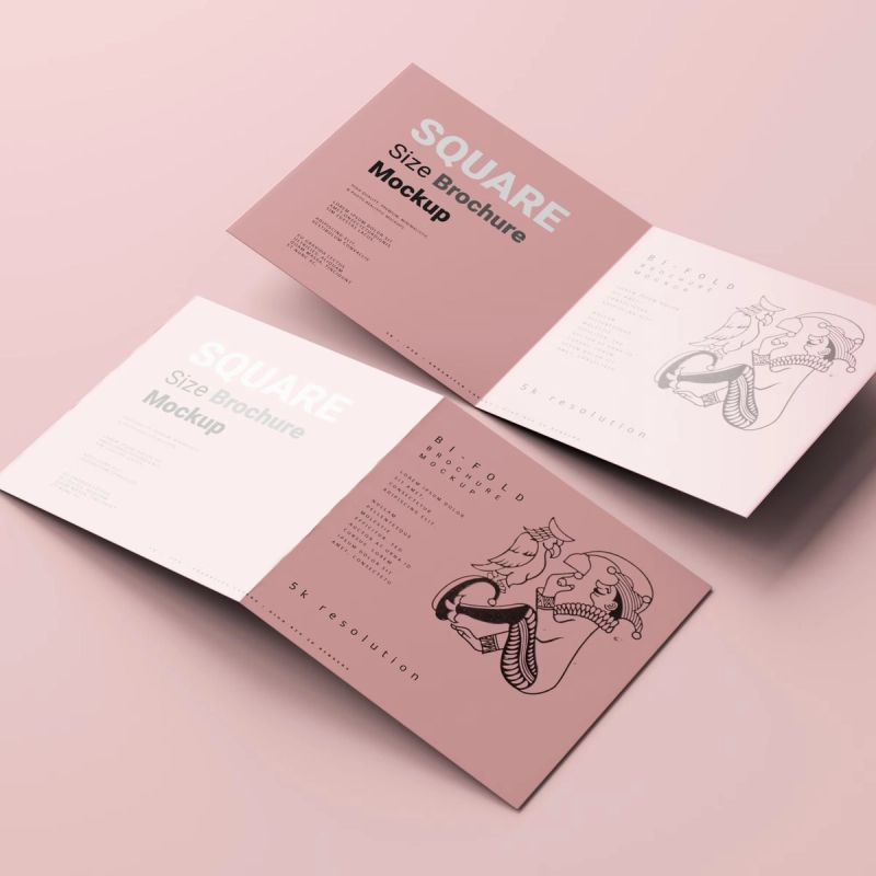 Bi-Fold Square Brochure Mockups 2