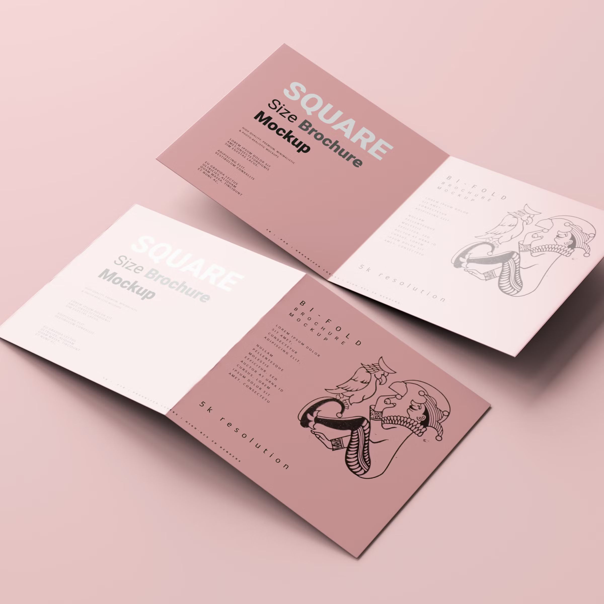 Bi-Fold Square Brochure Mockups 2