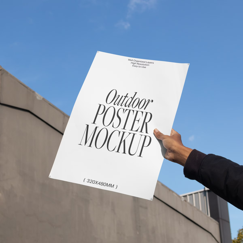 Hand Holding A3 Poster Mockup