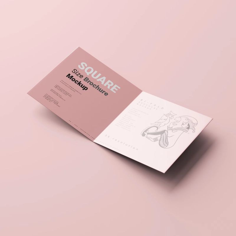 Bi-Fold Square Brochure Mockups