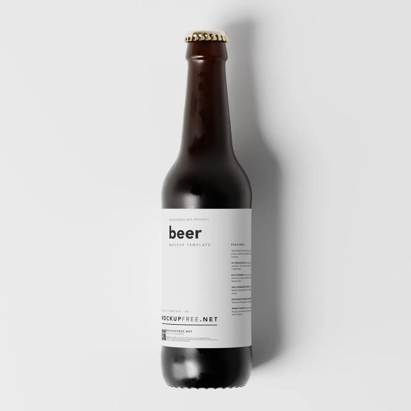 Amber Color Longneck Beer Bottle Mockup 9