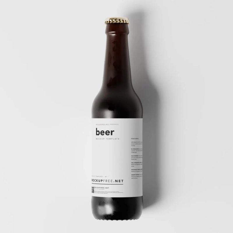Amber Color Longneck Beer Bottle Mockup 9