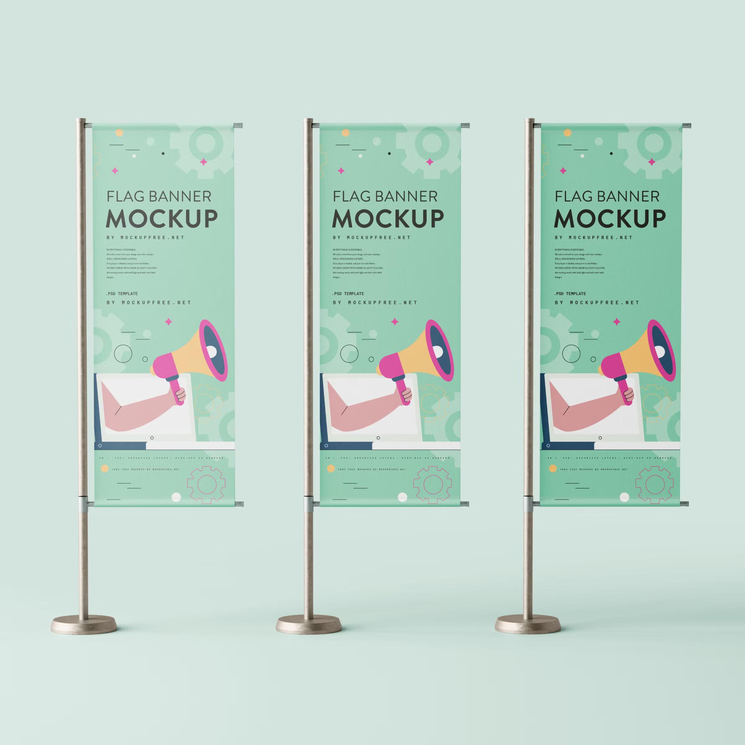 Flag shaped advertising banner mockups 3