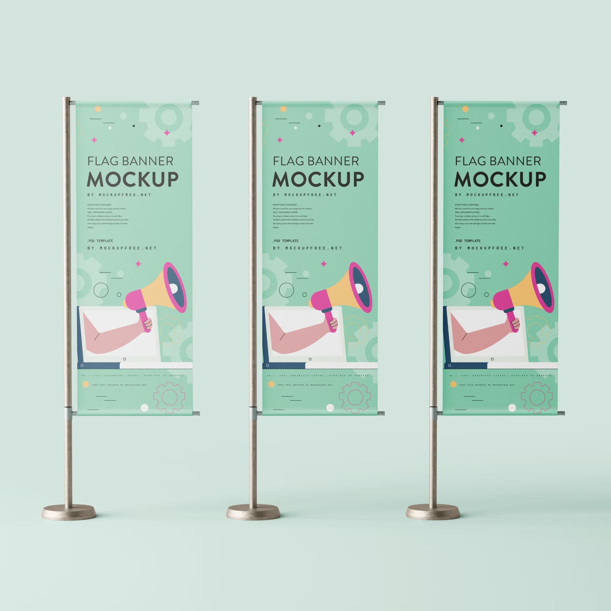 Flag shaped advertising banner mockups 3