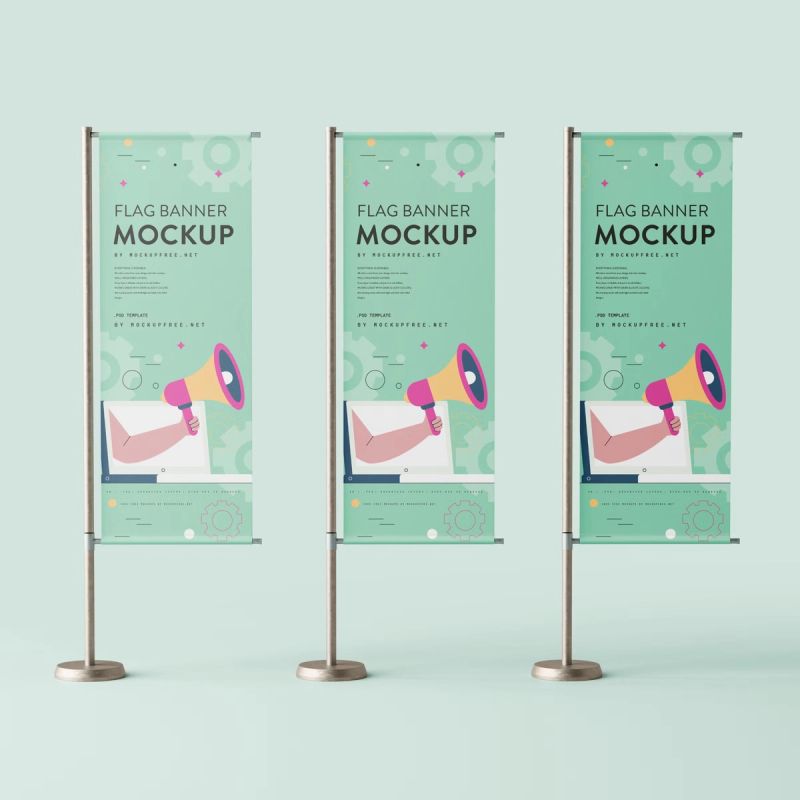 Flag shaped advertising banner mockups 3