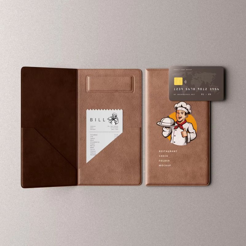 Restaurant Check Folder Mockup