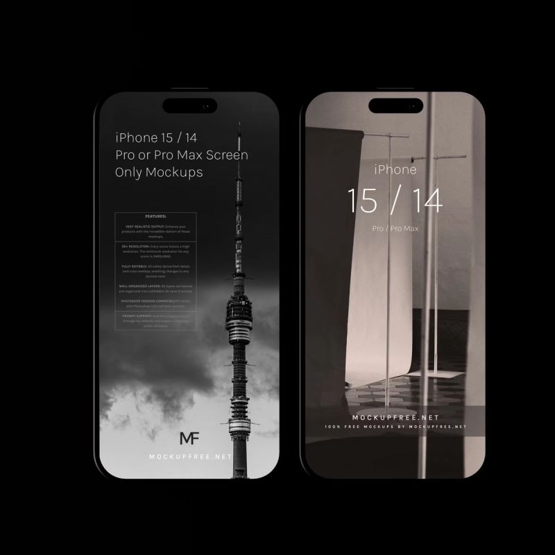 iPhone 15 / 14 Screen Only Mockups