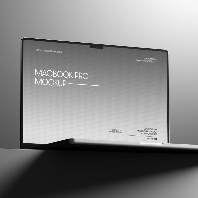 MacBook Pro Mockup with Dark Contrast Lighting