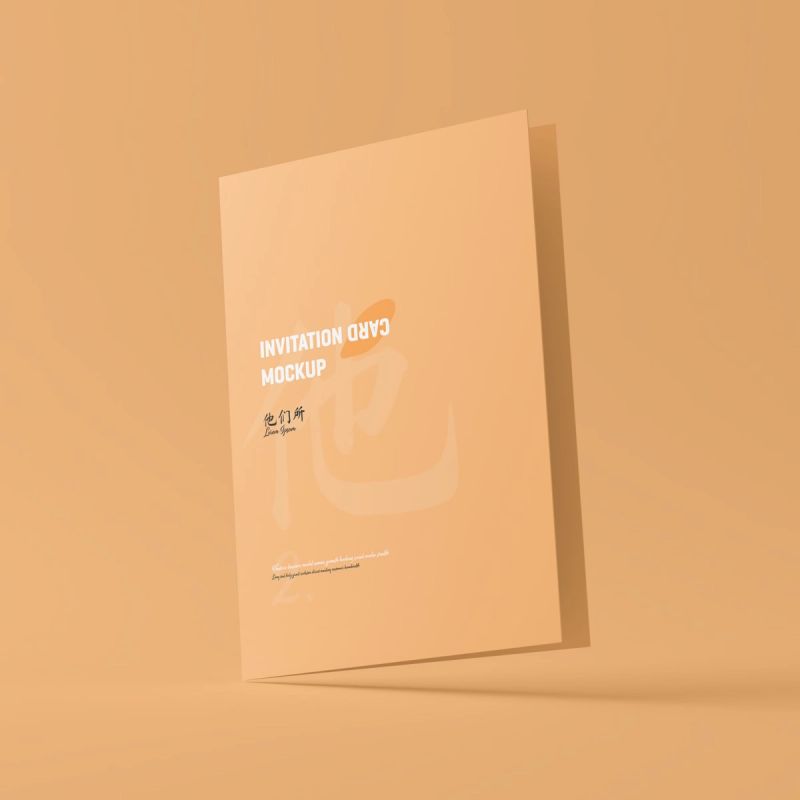 A5 Folded Wedding Invitation Card Mockup