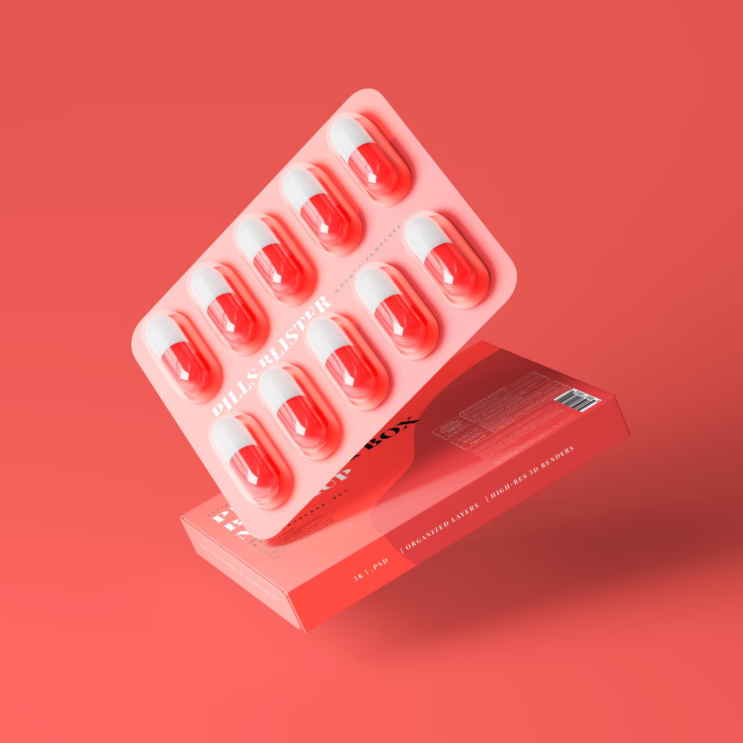 Capsule Blister with Box Mockup 3
