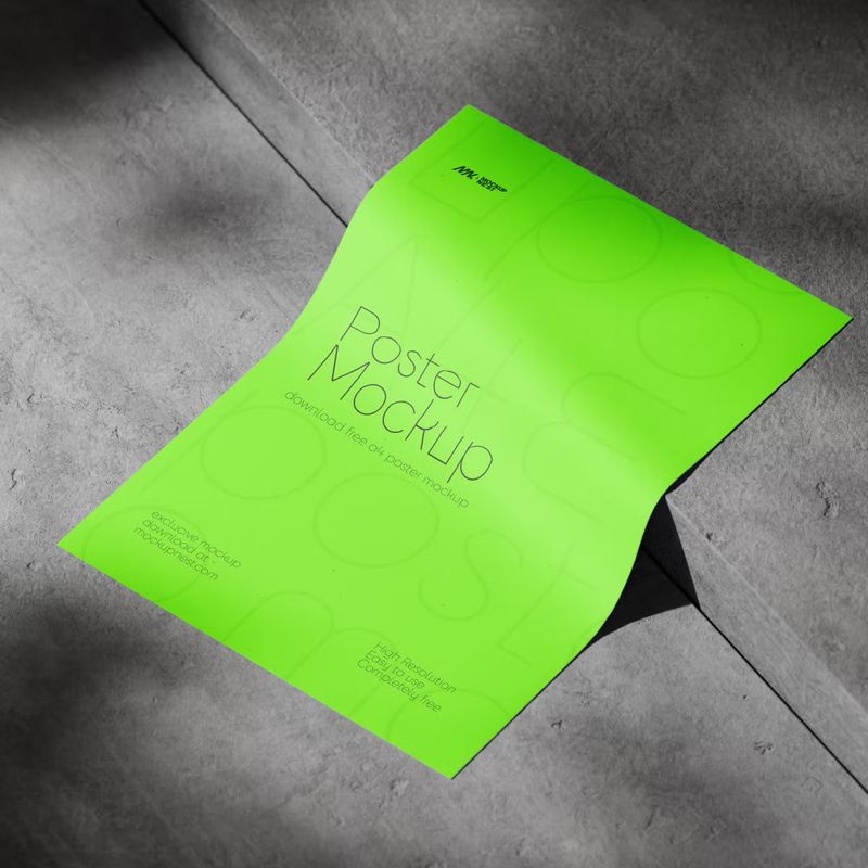 A4 Poster Mockup On Concrete 3