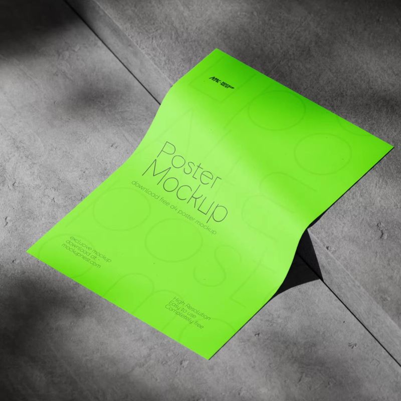 A4 Poster Mockup On Concrete 3