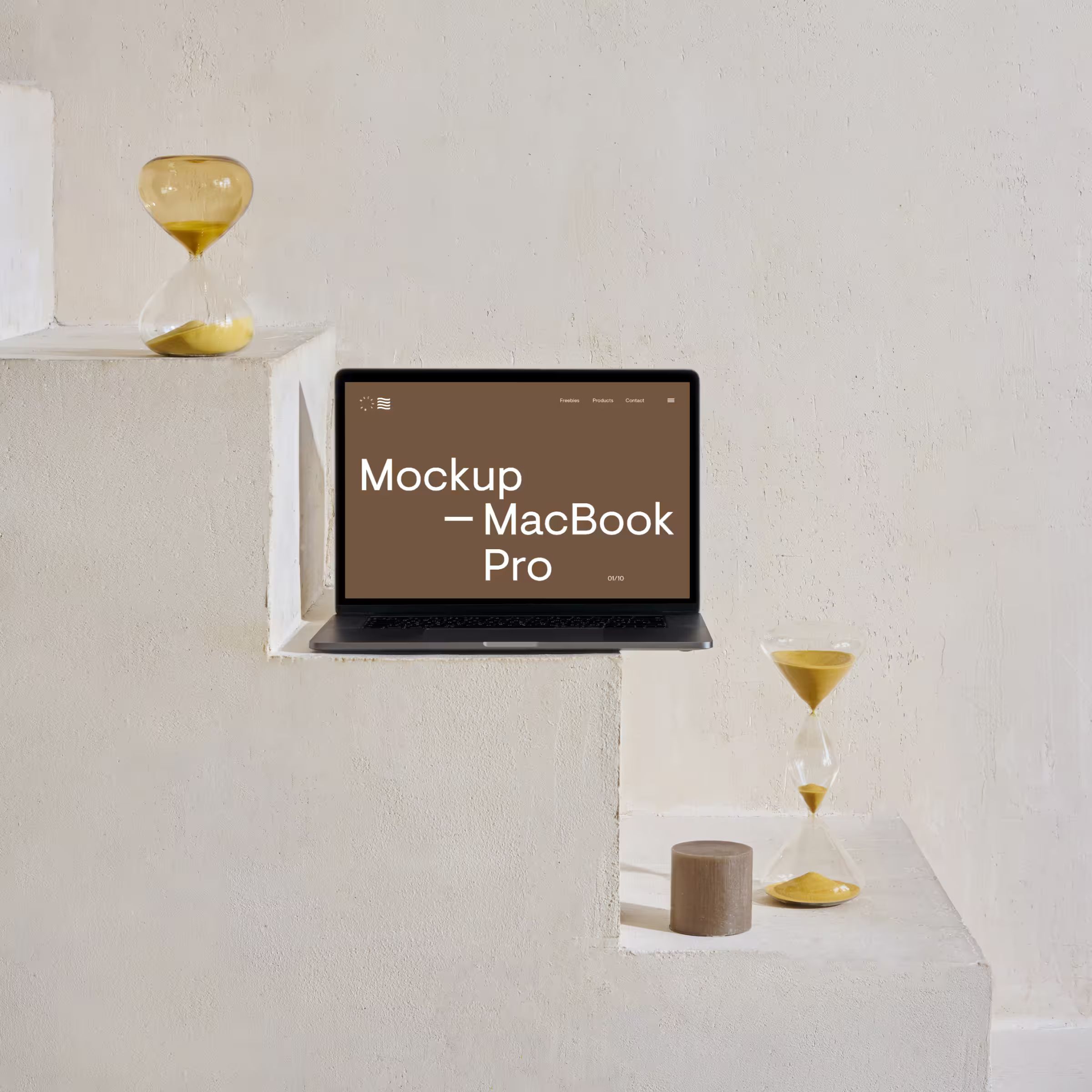 MacBook Pro on Stairs Mockup