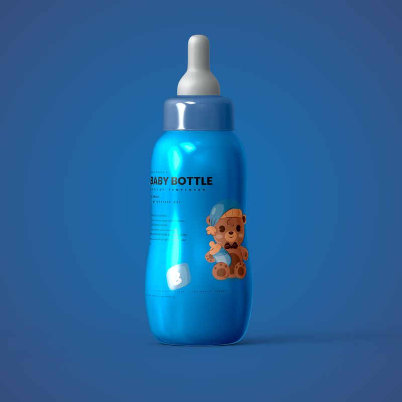 Baby Bottle with Pacifier Nipple Mockup