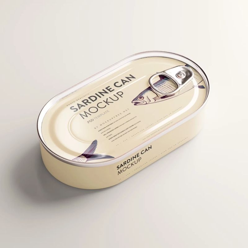 Oval Shaped Tuna Can Mockup 3