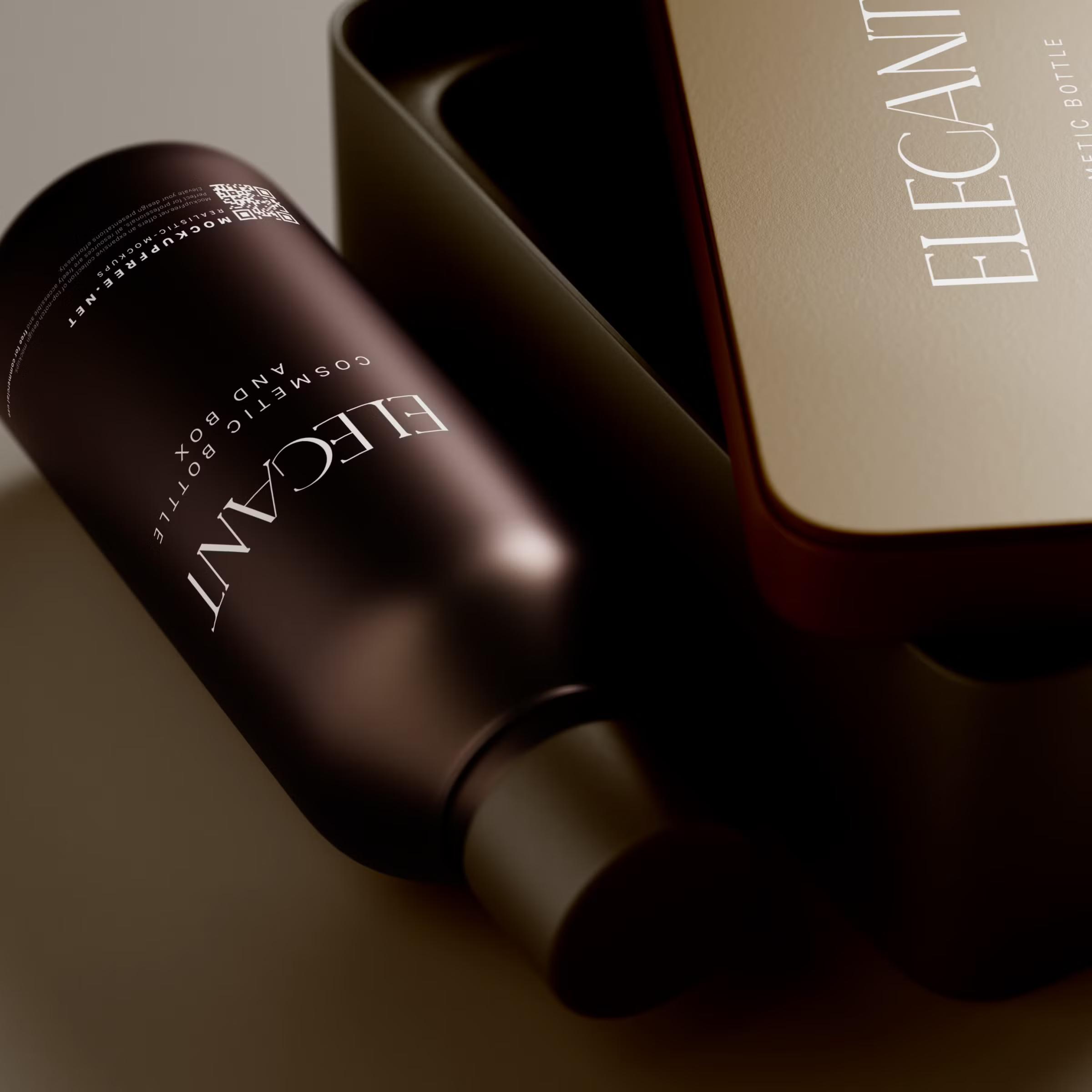 Metallic Box and Glass Bottle Packaging Mockups 5