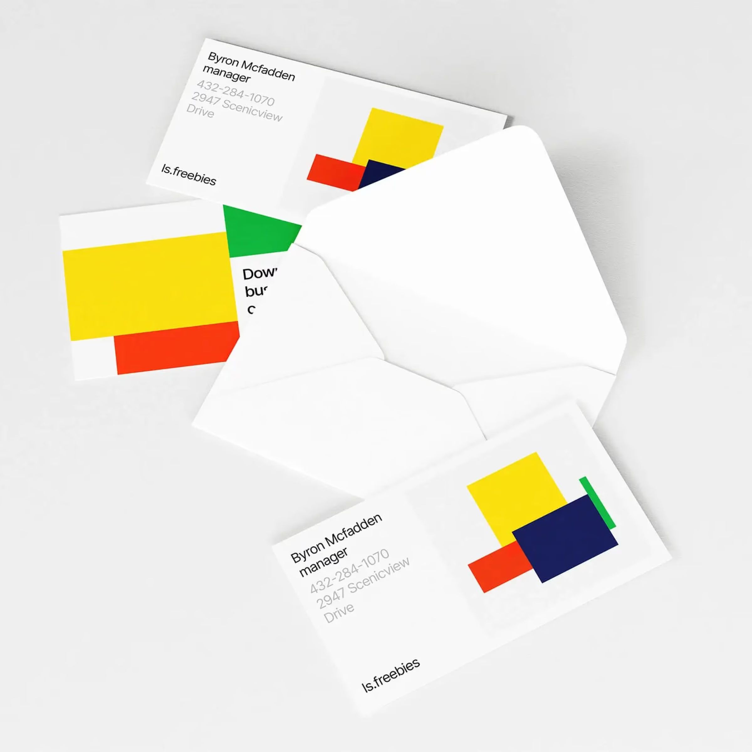 Opened Envelope and Business Cards Mockup