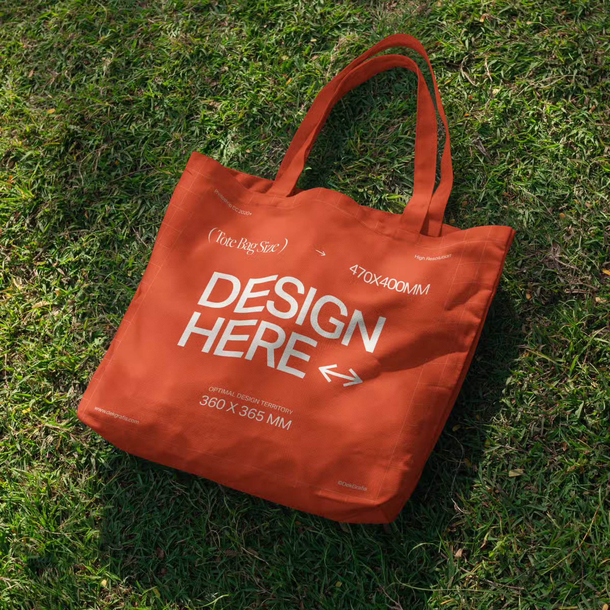 Dropped Tote Bag on Grass Mockup