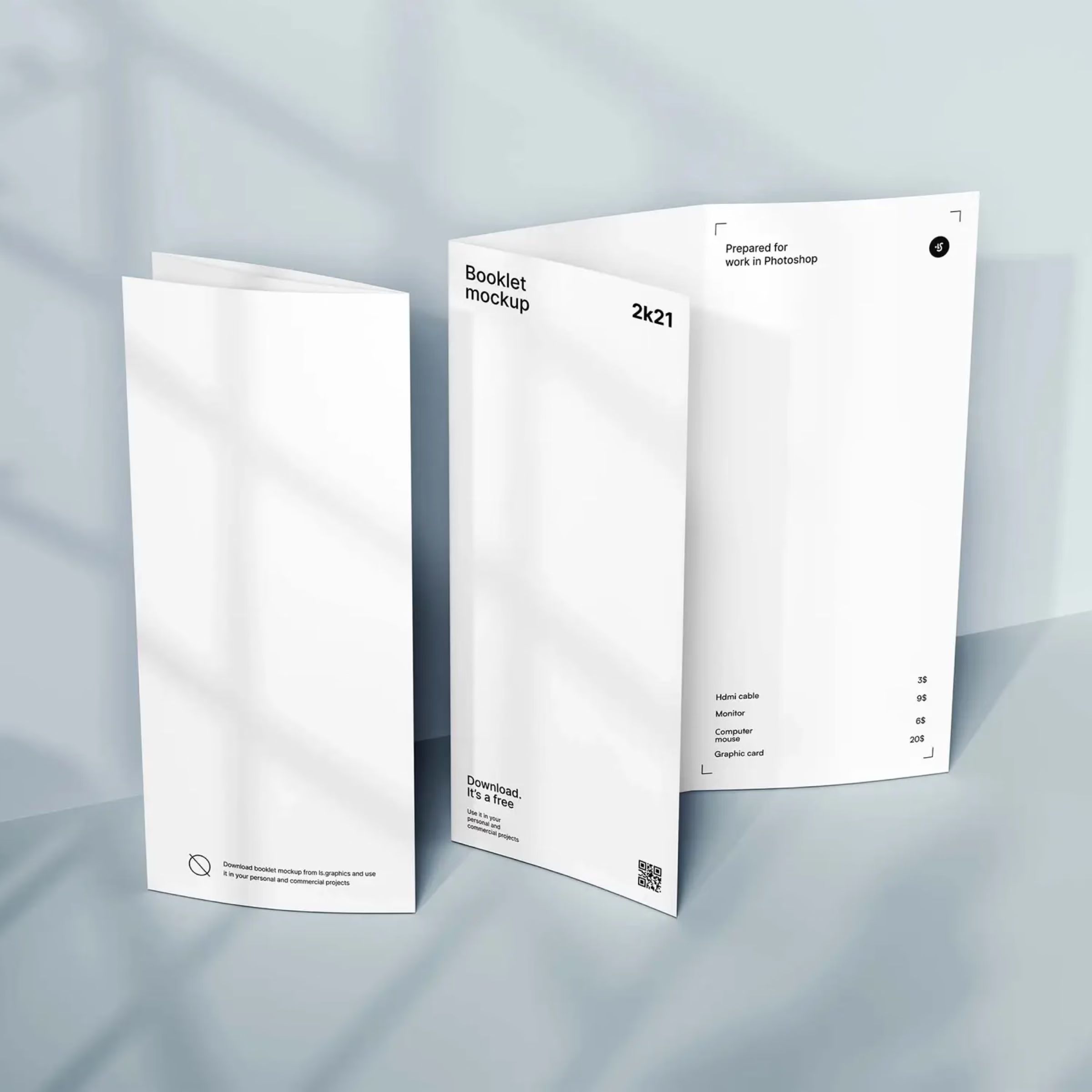 Free Standing Trifold Brochure Mockup