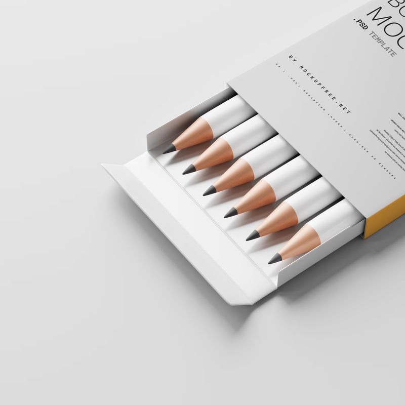 Six Pencil Packaging Box Mockup 4