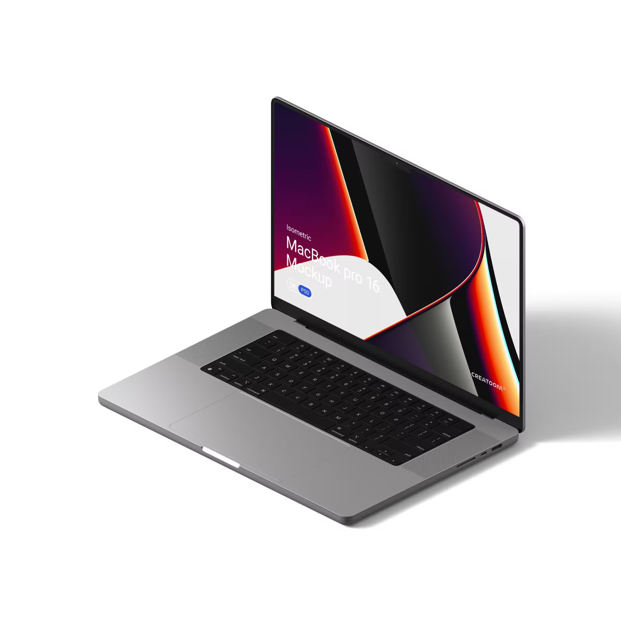 Free Macbook Pro 16 Mockup V4 Isometric