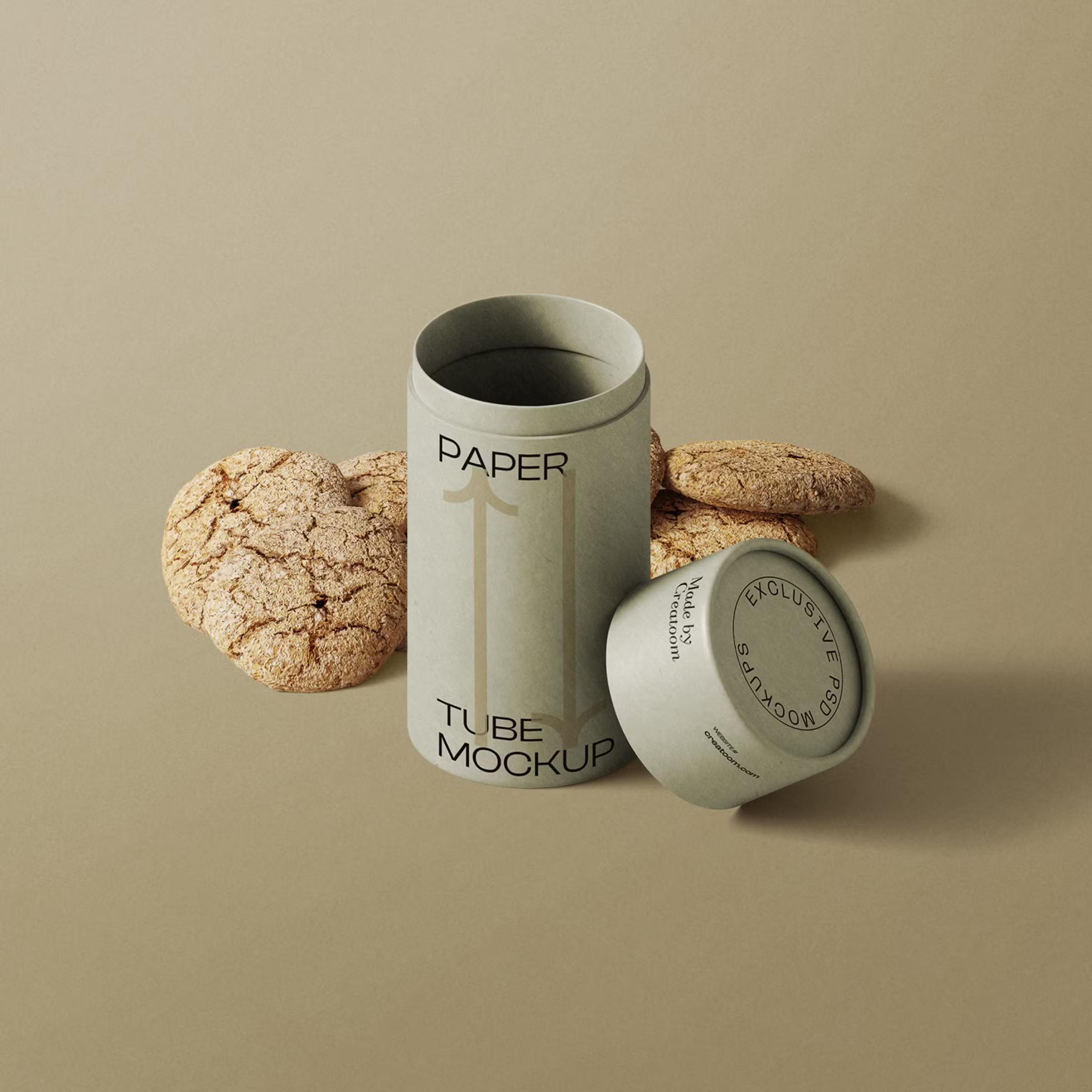 Free Tube Mockups With Cookies Isometric