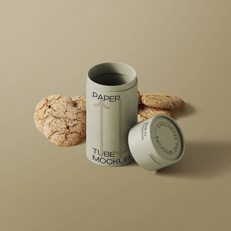 Free Tube Mockups With Cookies Isometric
